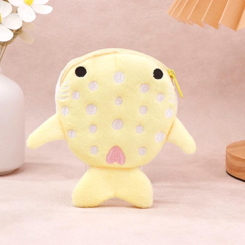 Cartoon Schattige Walvishaai Portemonnee Kawaii Portemonnee Draagbare Pluche Muntzakje Sleutel Oortelefoon Muntjes Organizer Portemonneetje Ritszakje Kinderen Cadeau geel