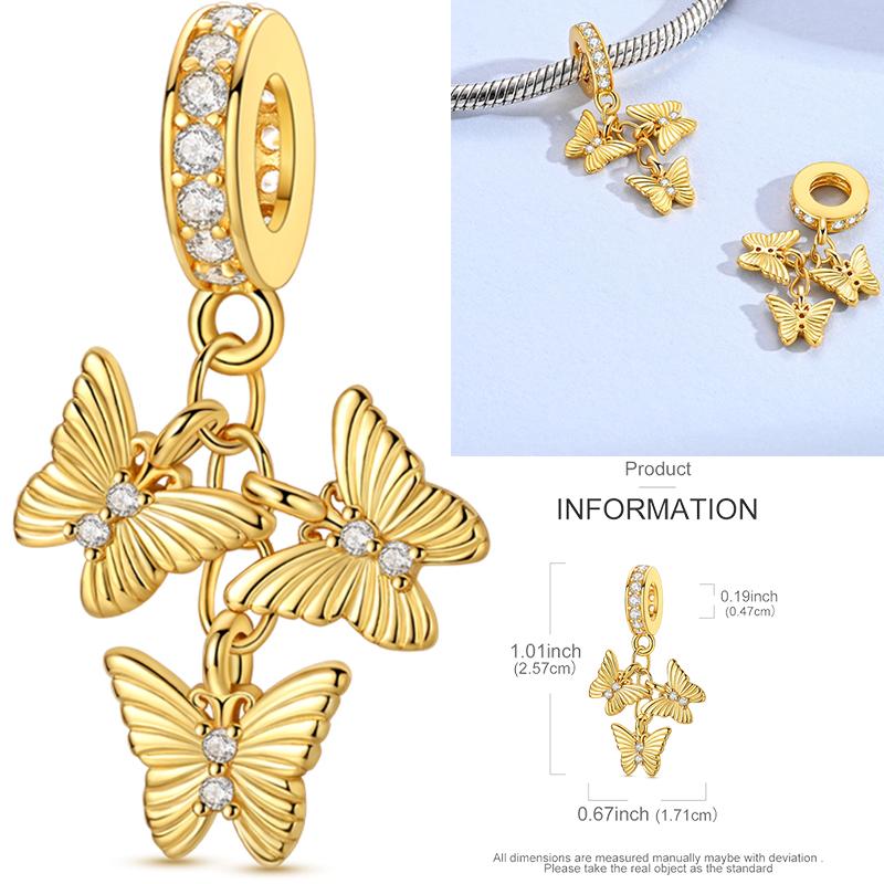 Inlaid Zirconium Sun 925 Silver Travel Balloon Butterfly Love Family Sister Heart Charm Fits Women Jewelry