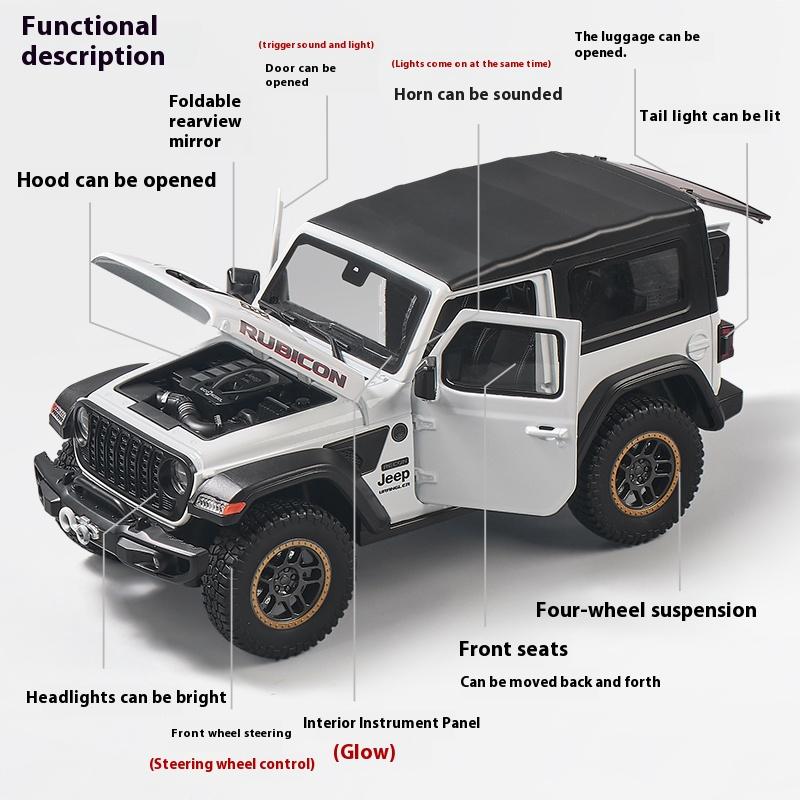 1/18 Scale Jeep Wrangler Alloy Model Car Toy with Sound and Light Effects - Perfect Gift for Kids and Collectors