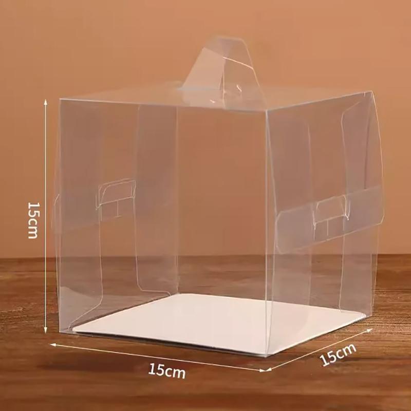 Gjennomsiktig håndtak Kakeboks Mini Firkantet Mousse Pastry Puff Plastemballasjebokser 5-tommers 6-tommers dessertbaking Liten bærbar boks