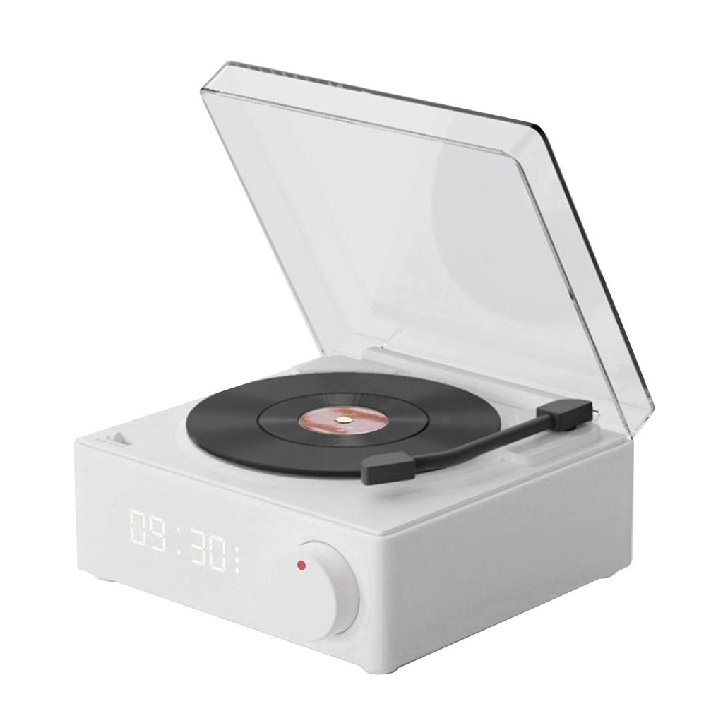 Record Player Bluetooth Speaker 3 Modes HiFi Stereo Sound Portable Wireless Turntable Speaker Alarm Clock for Bedroom