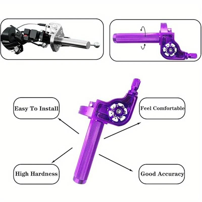 For ATV Quad Bike Motocross Moped Scooter Bike CNC Aluminum Parts 7/8" 22mm Universal Motorcycle Accelerator Throttle Twist Grip,Purple.
