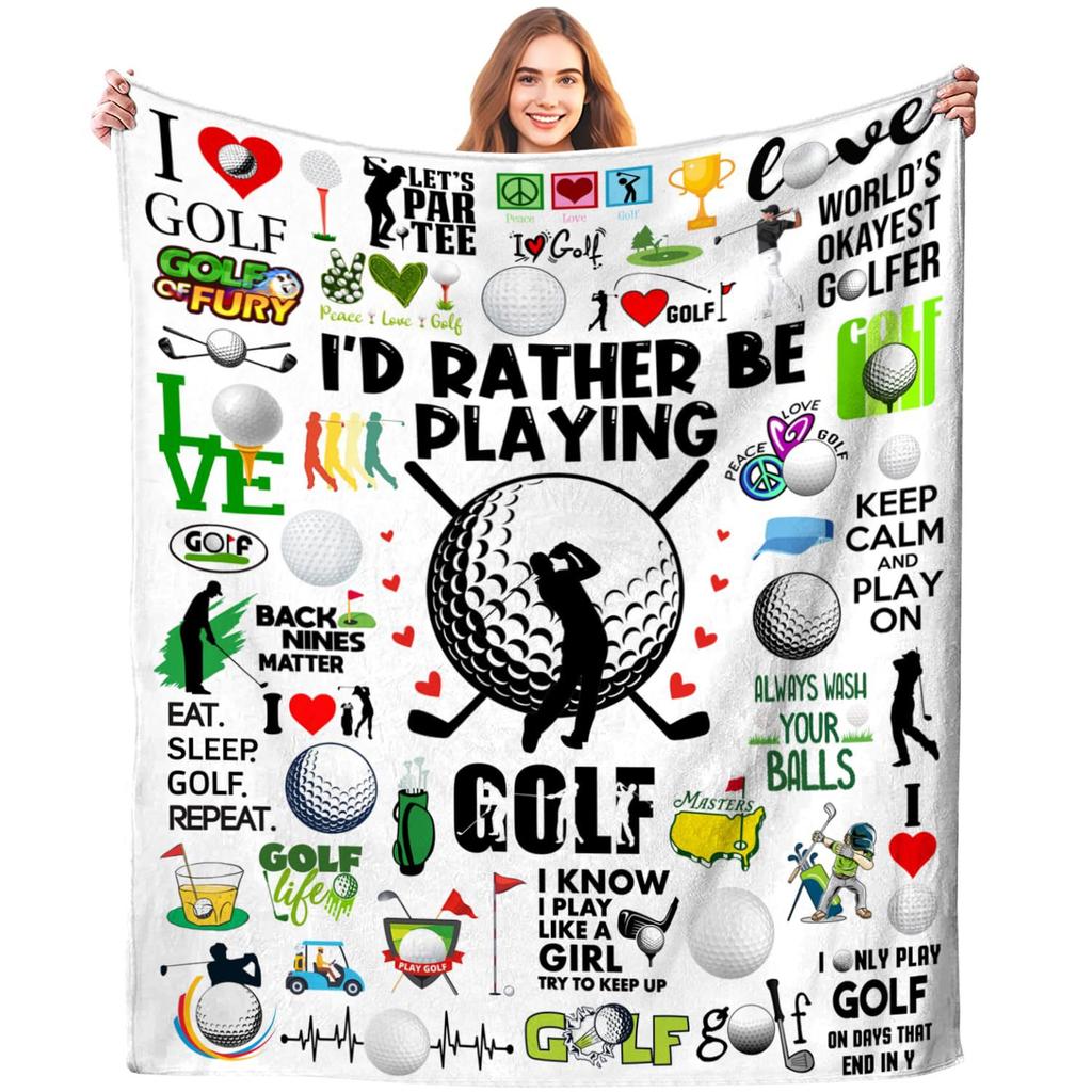 Golf Pattern Flannel Blanket Comfort Blanket Fit Sofa Office Camping Blanket Holiday Gift Blanket