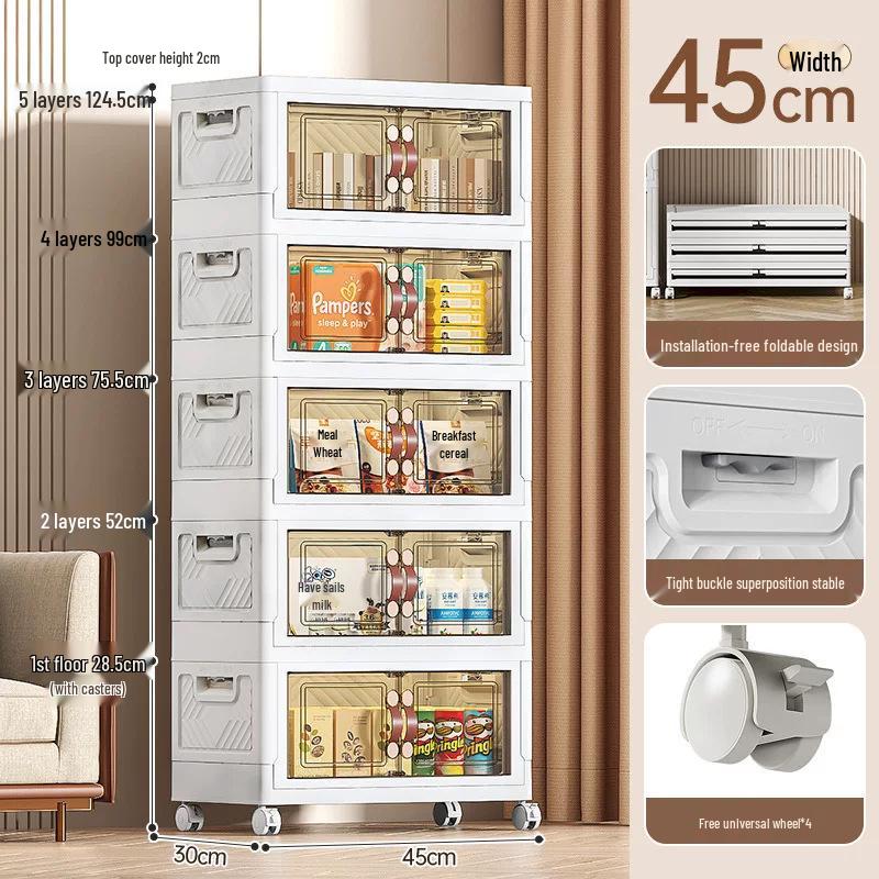 Folding Multi-Layer Storage Cabinet for Living Room - Organize Children's Clothes, Snacks, and More