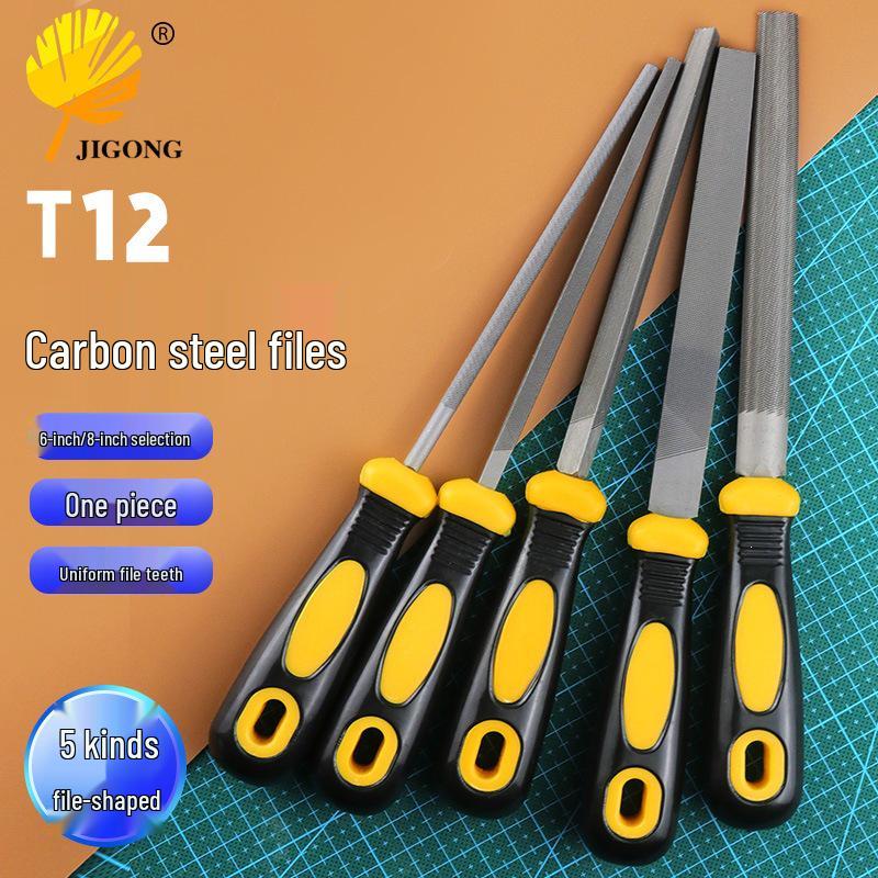 Multi-Spec Metal & Woodworking File Set: Round, Flat, Triangular, Half-Round Files with Handle