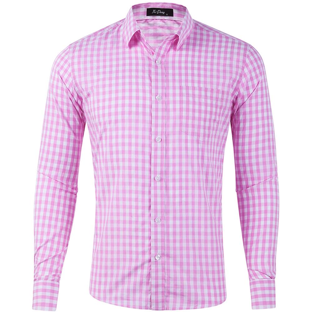 Casual Klein Geruit Strijkarm Shirt Grote Maat Lange Mouw Herenshirt Herenshirt