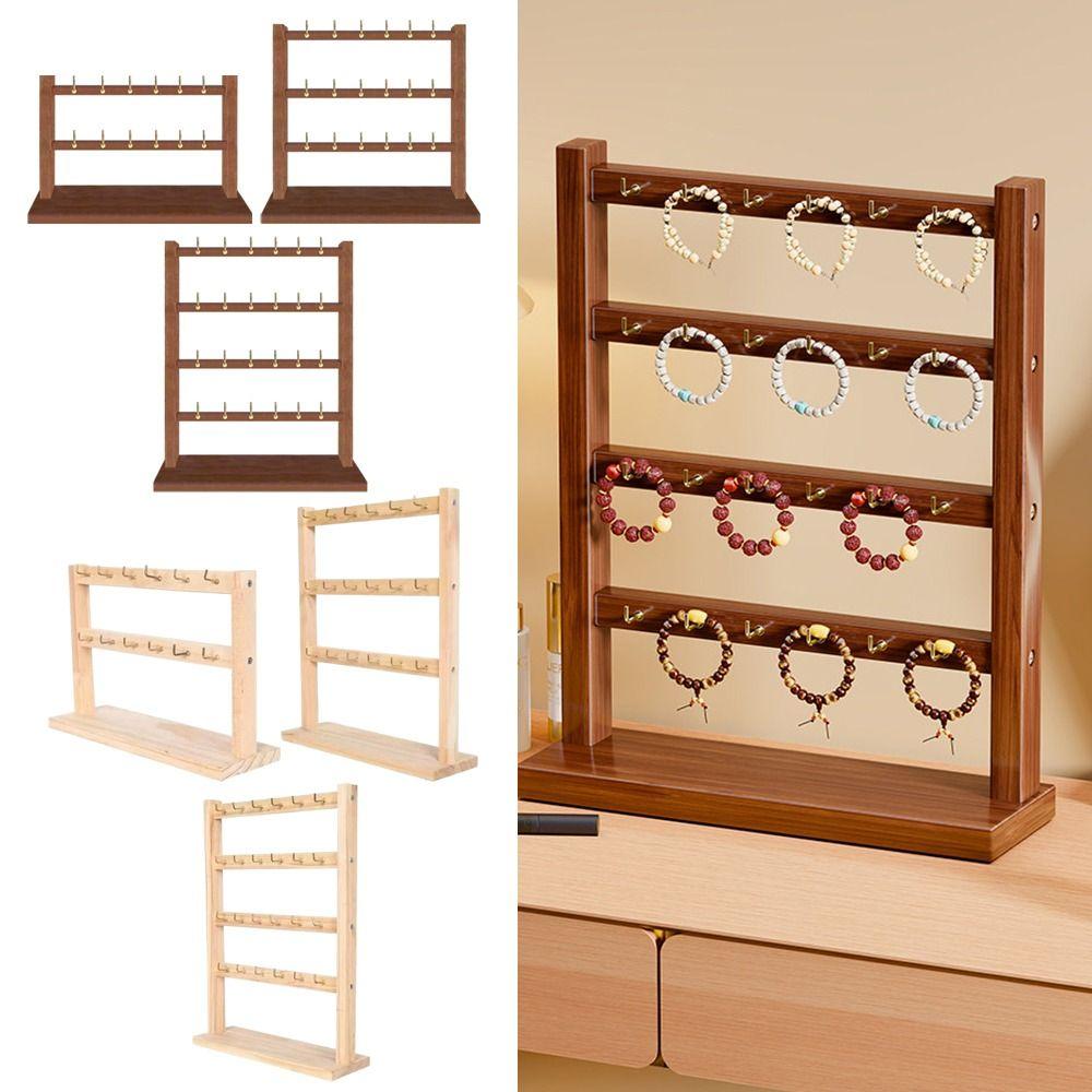 Wooden Bracelets Display Rack with Hooks Jewelry Storage Holder Multi-Functional Aesthetic Jewelry Holder Display Home Use