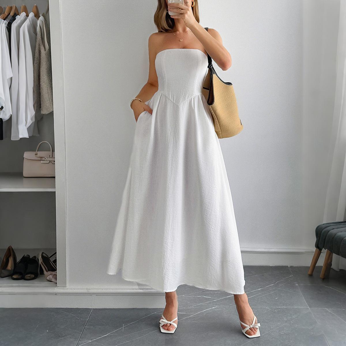 

Элегантное длинное платье без бретелек и корсетного типа в отпускном стиле для женской весны и лета L