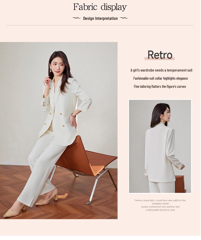 Women's High-End White Loose Silhouette Suit Set, 2025 Spring/Autumn Collection