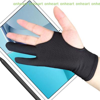 [C] Schwarzer 2-Finger Anti-Fouling Handschuh für jede Grafik-Zeichenfläche, rechte und linke Hand, Künstler-Zeichnen