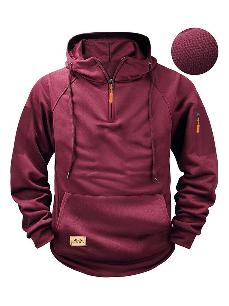 TEMU Men's Winter Multi-Pocket Zipper Hoodie Sweatshirt Jacket