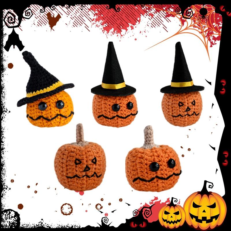 Funny Crochet Pumpkin Doll Positive Knitted Wool Doll Desk Ornaments Christmas Halloween Decoration Party Favor Día de muertos