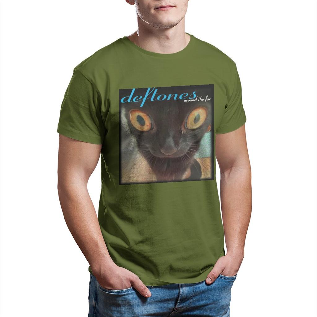 Deftones Around The Fur Cat T Shirt for Men 100% Cotton Funny T-Shirts Crew Neck Tees Short Sleeve Clothes 4XL 5XL