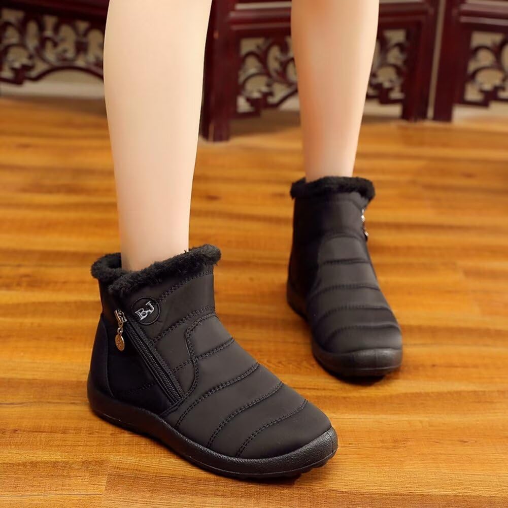 WEISHIMIBANG Snow Cold Weather Short Casual Fleece Ultra Lightweight Size Women's Boots, Boots, Boots, Style, Warm, Lining, Non-Slip, (Black, 25)