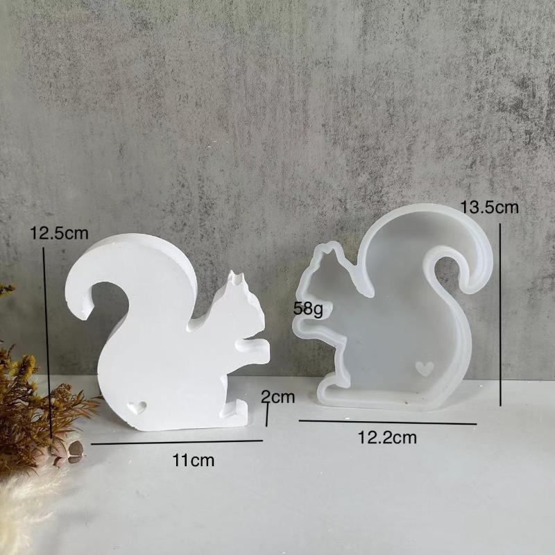 1 Pcs 3D DIY Cute Squirrel Silicone Candle Mold Animal Squirrel Soy Wax Silicone Mould Animals Gypsum Resin Mould Home Decor