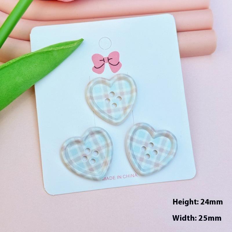 20Pcs Japanese Cute Plaid Heart Shaped Button Girls Wool Coat Cardigan DIY Sewing Decoration Women's Clothing Sewing Accessories