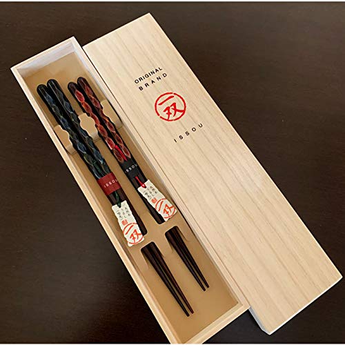 Yamaya Lackwaren Geschenkset, Paar Essstäbchen, Perfekt für Lunchboxen, Hergestellt in Japan (Blitz)