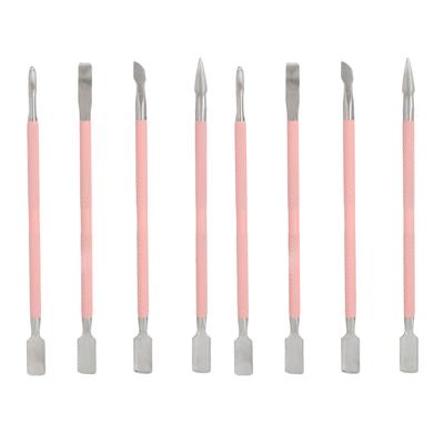 2 Set Dual Sided Cuticle Pusher Stainless Steel Remove Nail Dirt Spoon Nail Cleaner for Manicure