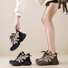 Autumn and winter new leather platform sports casual women's shoes lightweight non-slip cotton shoes velvet dad shoes women