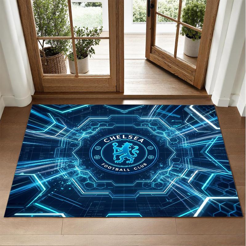 Chelsea FC Design Crystal Velvet Rug Soft Decorative Mat for Bedroom Entrance