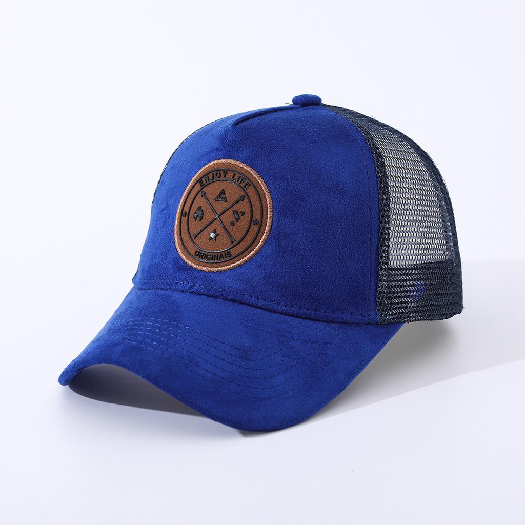 Sommer Runder Etikett Wildleder Baseballkappe Herren Netz Vielseitiger Sonnenschutz Damen Hip-Hop Hut Trendiger Hut