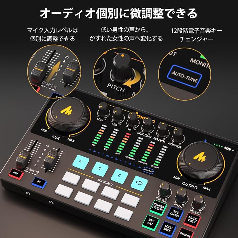 MAONO audio mixer audio interface Mixer podcast stereo mixer XLR-XLR/3.5MM/6.35 connection Portable all-in-one podcast set compact Distribution