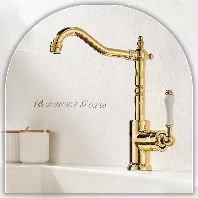 TLXT Vintage Gold Brass Bathroom Faucet