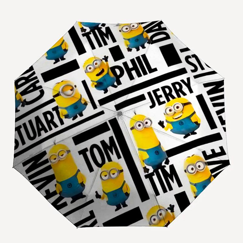 1pc Minions Characters Automatic Open/Close Folding Umbrella, Windproof 8-Rib Construction, Lightweight Travel Umbrella for Women/Men a0903207