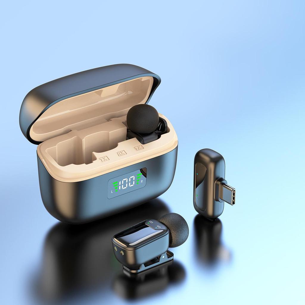 2025 Mini Wireless Clip-On Microphone with Digital Display and Charging Compartment for Invisible Live Broadcast and Recording