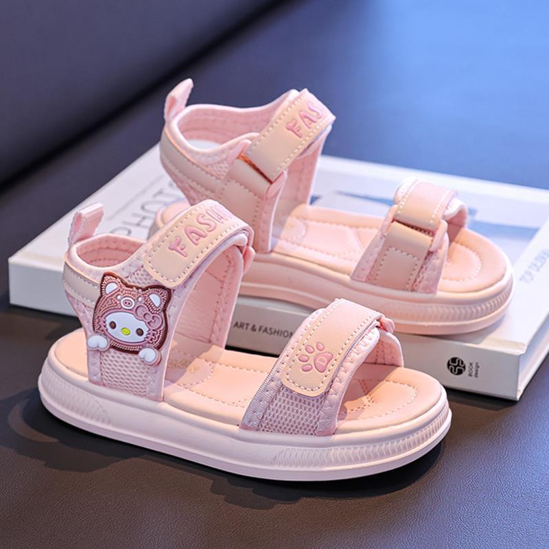 Girls' Summer Sandals2026New children's soft-soled Velcro open-toe beach shoes for girls, suitable for older children and princess shoes