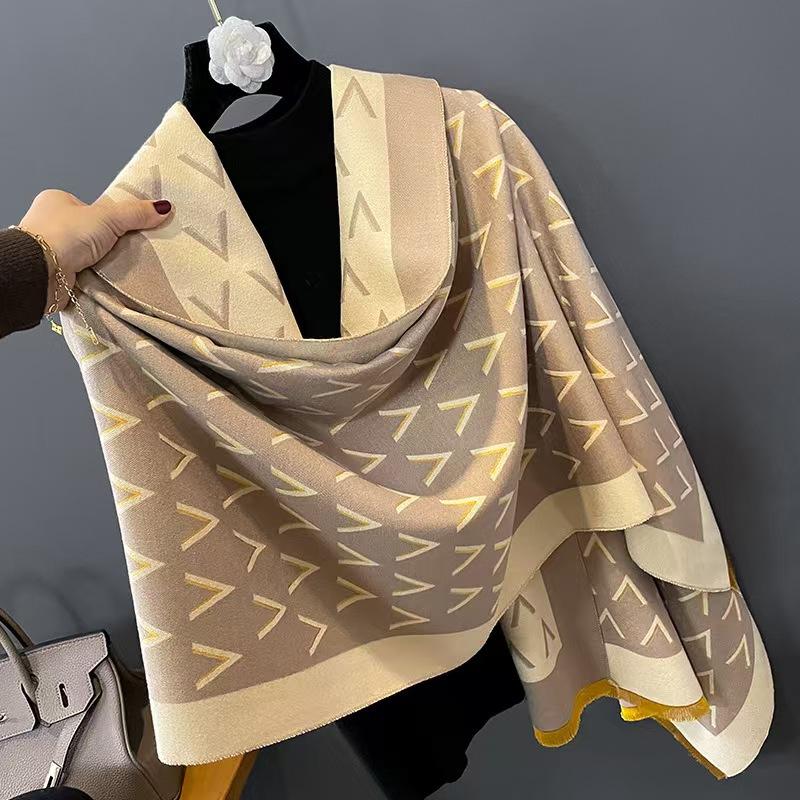 Autumn/winter New Light Luxury Scarf for Women, Double-sided Cashmere-style Thickened Neck Scarf, Korean Style Versatile Air-conditioned Shawl