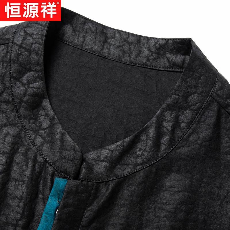 Men's Mulberry Silk Chinese Style Stand-up Collar Short Sleeve Shirt