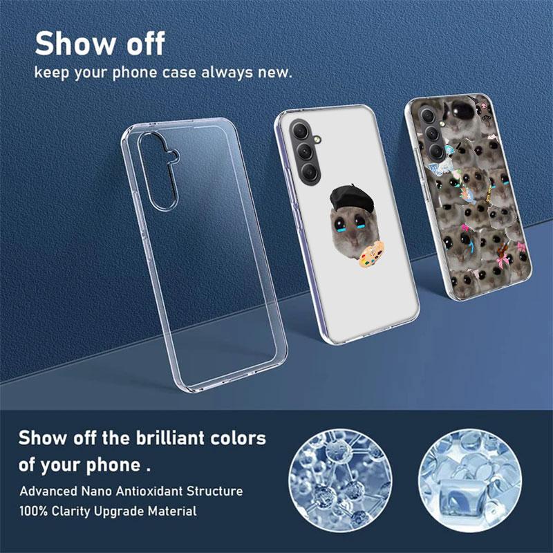 Funny Sad Hamster Meme Phone Case for Samsung A17 A37 A57 A07 A16 A26 A36 A56 A06 A02S A12 A22 A32 A52S A04S A14 A24 A34 A54 A03
