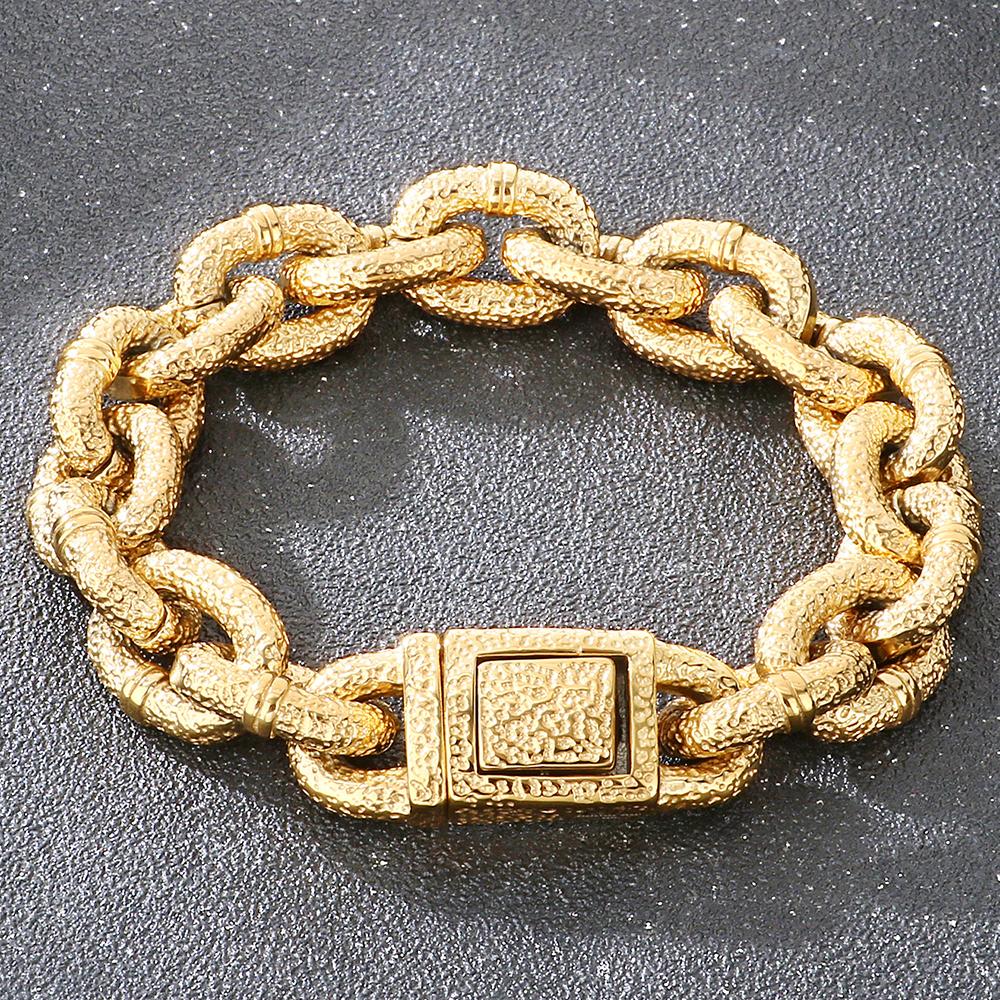Massive 16mm Wide Link Man Bracelet for Men Vintage 316l Stainless Steel Men's Chain Bracelets Punk Jewelry Male Christmas Gifts