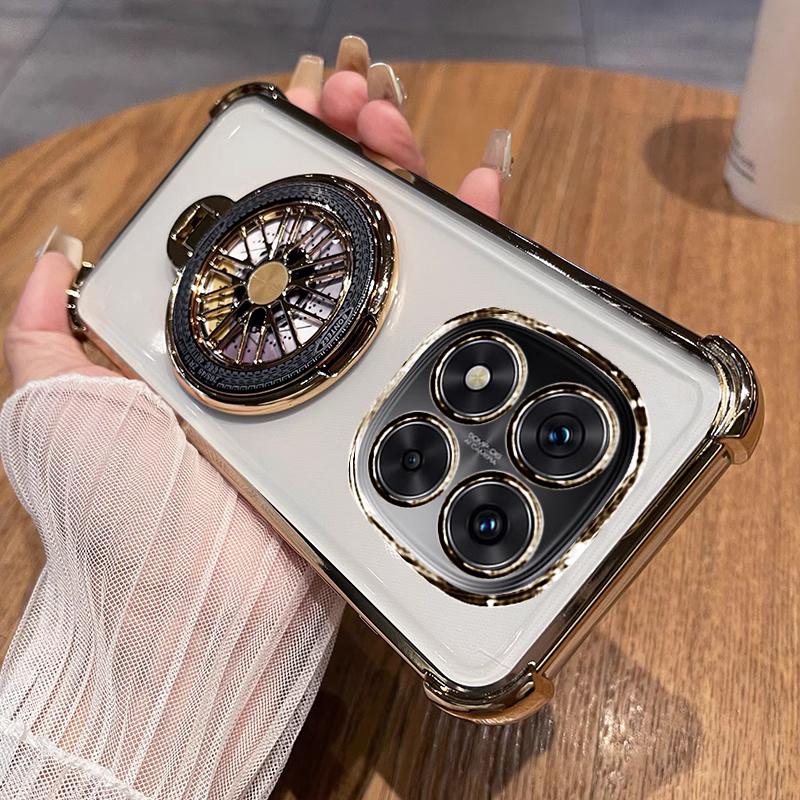 Για Redmi Note 14 Pro Θήκη Βάση Κινητού με Γυροσκόπιο Για Xiaomi Redmi Note 14 Pro Plus 5G θήκες Διαφανής Αντικραδασμική Επιμεταλλωμένη Κάλυψη Κινητού