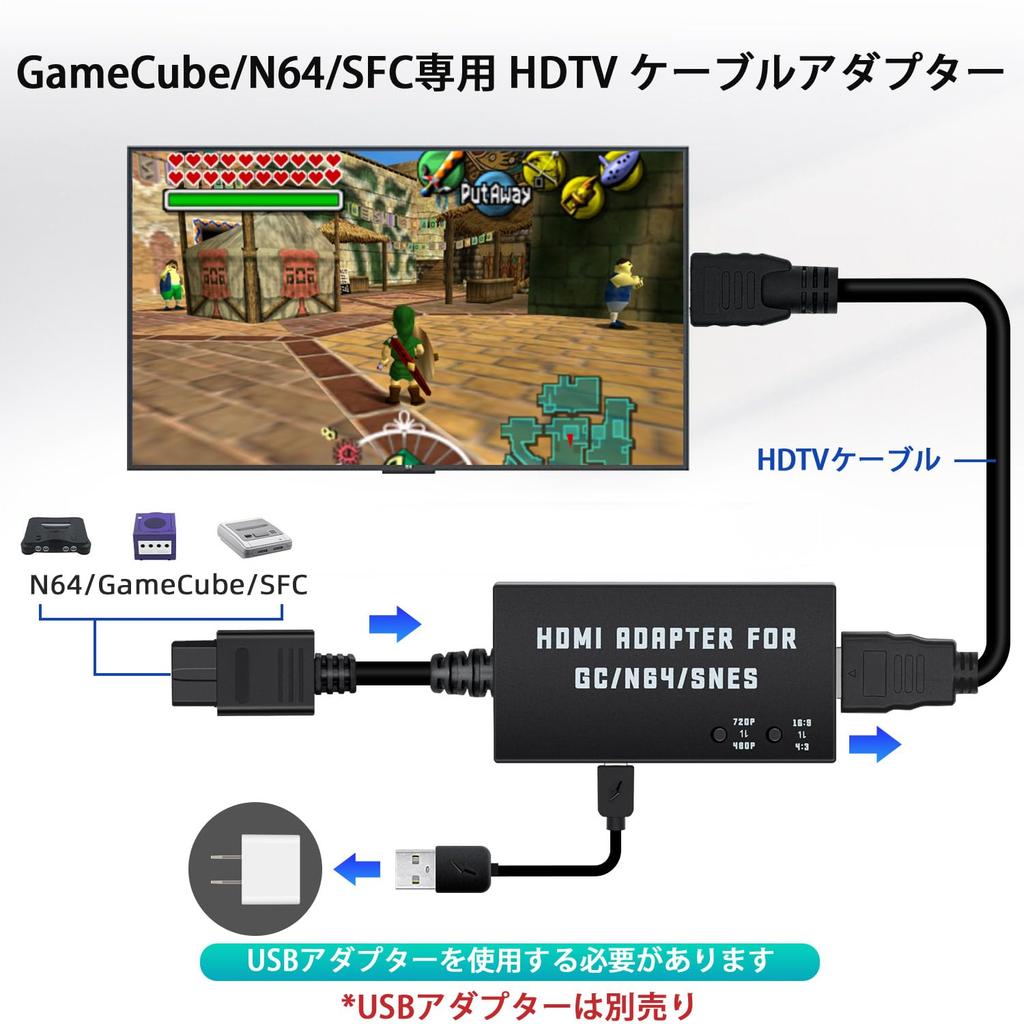 Mcbazel HDTV to HDMI Adapter for with Aspect Ratio Converts from to HDMI Converter Compatible with Black SFC/N64/GameCube Built-in Switch, 43 169, -