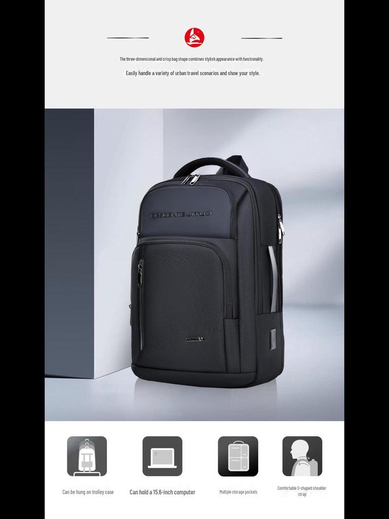 Men's Waterproof Multi-Function Business Backpack with USB Charging Port