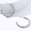 Trendy Titanium C-Shaped Stainless Steel Twisted Wire Earrings