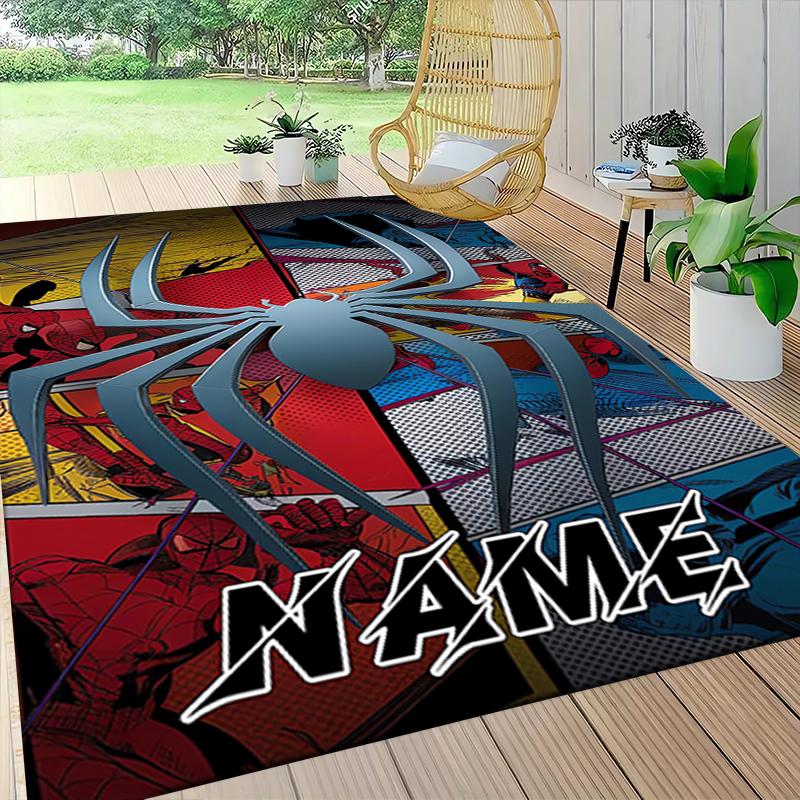 Custom Name Spider-Man Comic Artwork Carpet Rug Customizable Soft Washable Anti-Slip Home Living Room Sofa Mats Personalized Rug. 09097