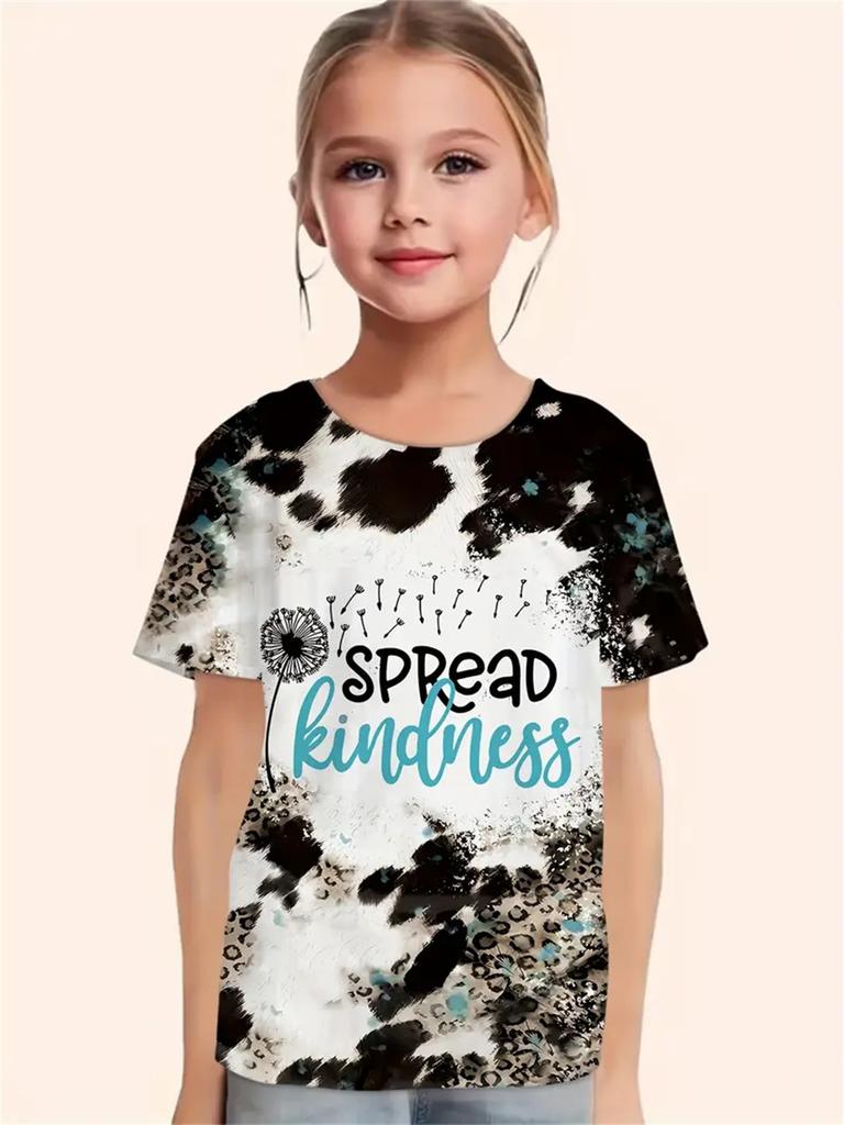 Daily Casual 3d Print Fashion Funny Girls' T-Shirts Summer Short Sleeved Tops Tee Casual T-Shirts Girls' Clothing