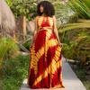 European, American Summer New African Ethnic Holiday Style Neck and Waist Printed Dress for Women