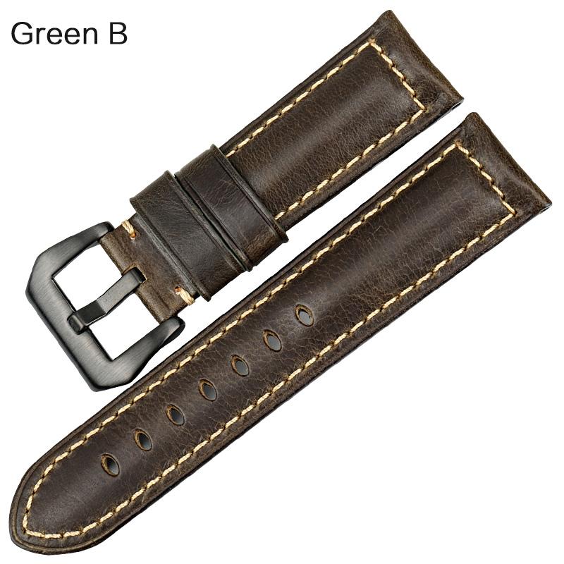 

High Quality Watchband Brown Vintage Oil Wax Leather Strap Watch Band 20mm 22mm 24mm 26mm Watch Accessories for Panerai 22mm
