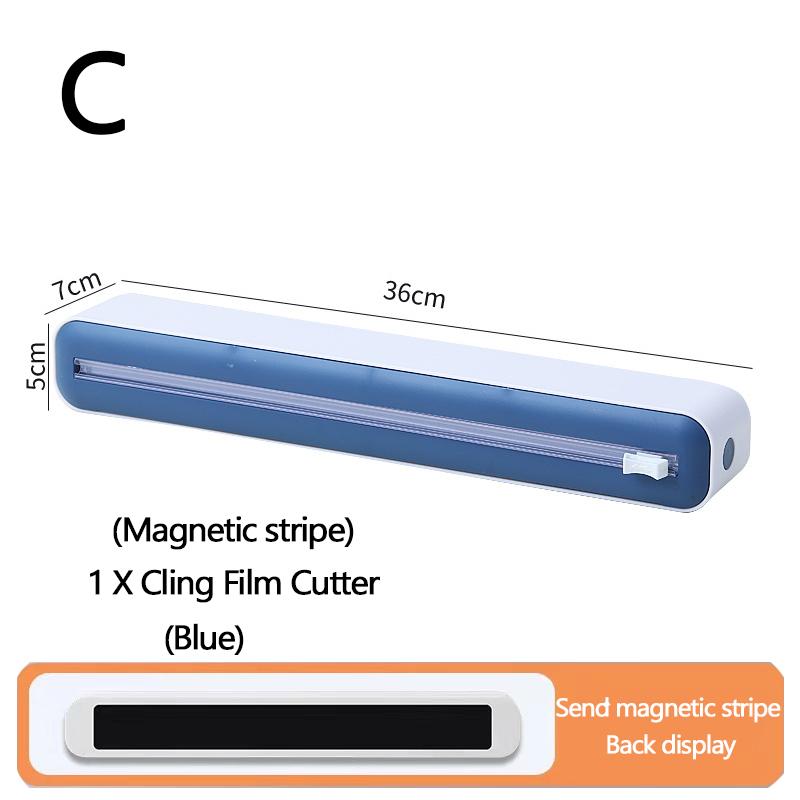 Plastic Wrap Dispenser with Slide Cutter Reusable Food Wrap Cutter Household Cling Film Cutter Refillable Cling Film Dispenser