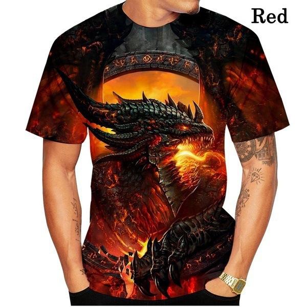 Cool Fashion Dragon 3D Printing T Shirt Casual Cartoon Anime Short Sleeve Tee