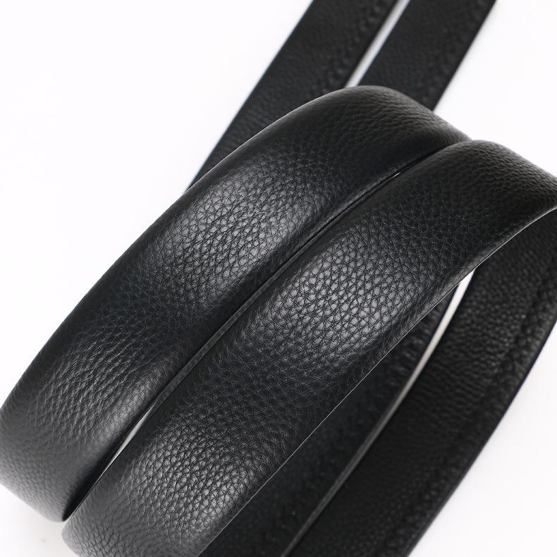 Striscia di Cintura in Pelle di Mucca a Doppio Strato con Fibbia Automatica da Uomo Corpo Cintura Striscia di Cintura in Pelle di Mucca a Doppio Taglio Goffrata