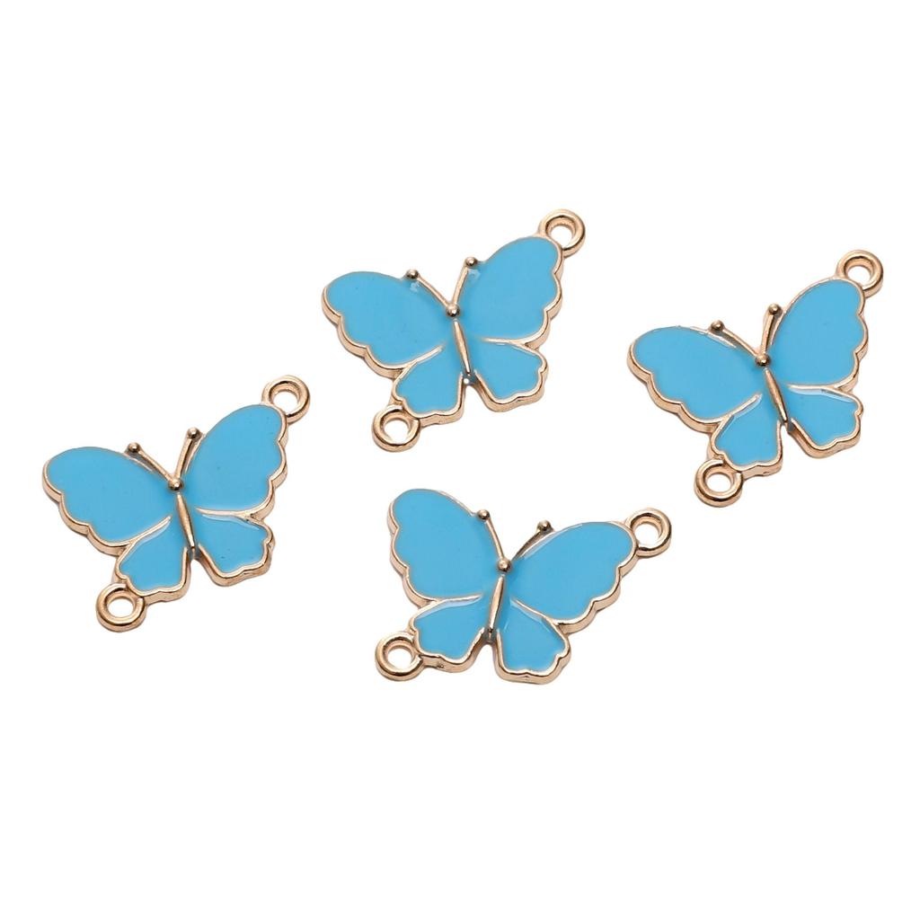 5Pcs Alloy Drip Oil Double Hanging Butterfly Charms Pendant For Women Kids Necklace Bracelet DIY Jewelry Making Accessories