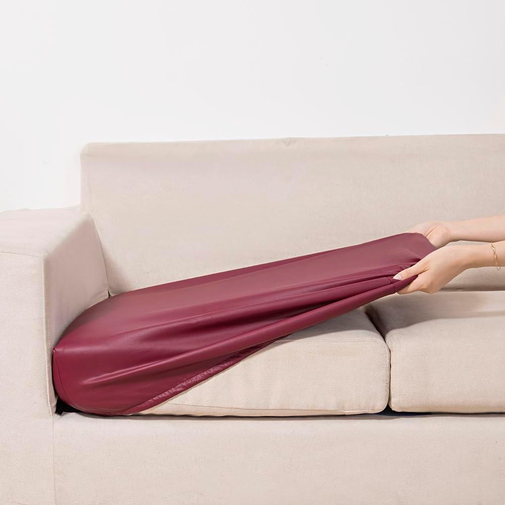 

PU Leather Waterproof Sofa Seat Covers Stretch Solid Color Couch Slipcover for Living Room Furniture Protector Office Sofa Cover Backrest Cover