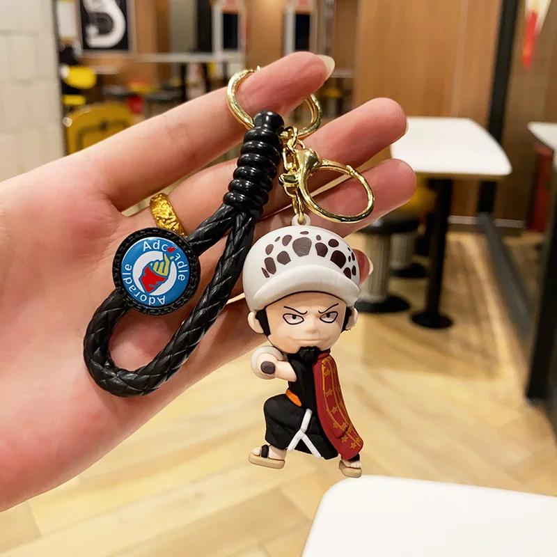 Anime One Piece Keychain Luffy Zoro Nami Chopper Silicone Model Pendant Backpack Decorative Cute Doll Car Carry Mini Lightweight Portable