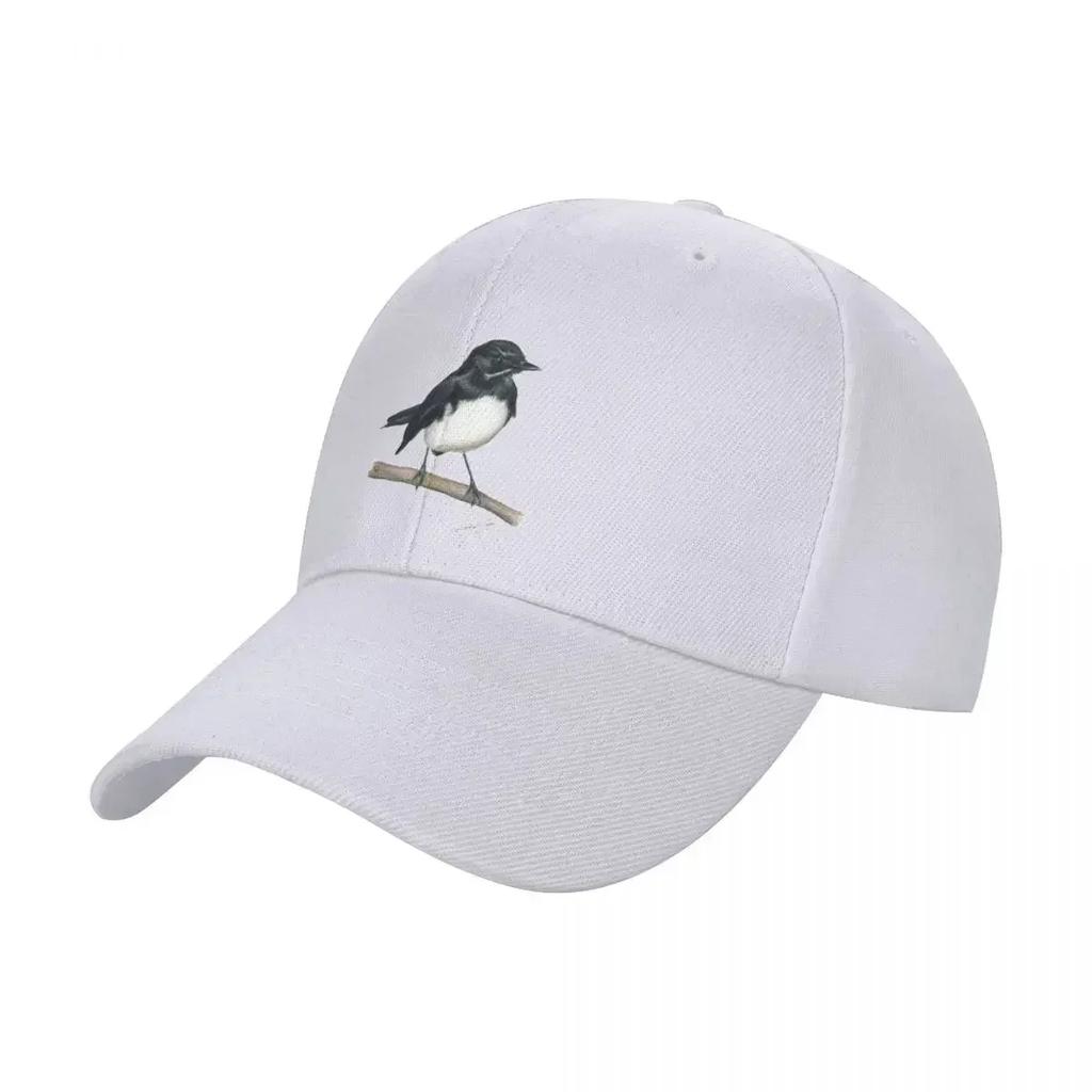 Willie Wagtail Bird Art with Signature Lovely Little Black and White Bird Gifts Baseball Cap Golf Custom Hat Unisex Caps Womens