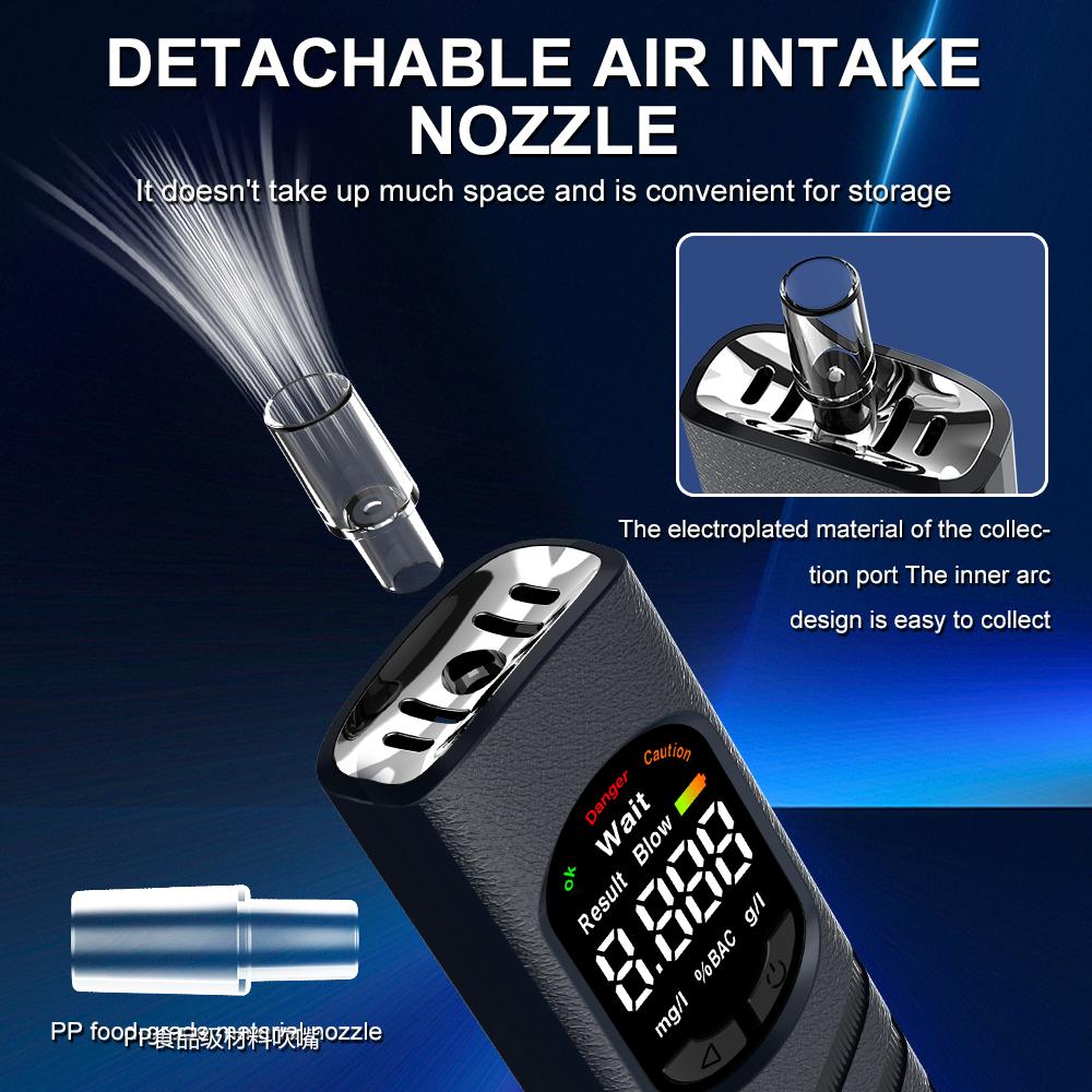 Portable Digital Alcohol Tester Breathalyzer With Mouthpiece Rechargeable High Accuracy Breath Alcohol Detector For Drivers